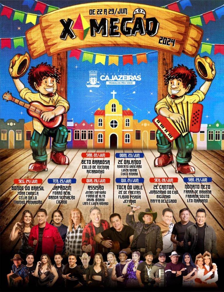 Beto Barbosa, Collo de Menina, Japãozinho, José Orlando e Toca do Vale estão entre as atrações do Xamegão de Cajazeiras; confira programação completa