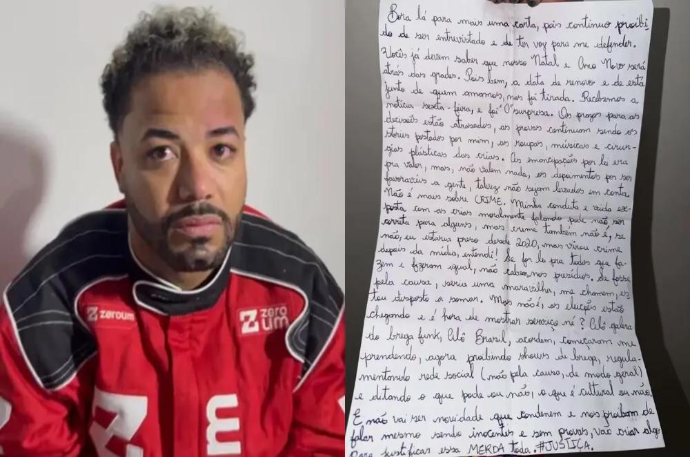 Hytalo Santos escreve carta e diz que vai passar o Natal atrás das grades