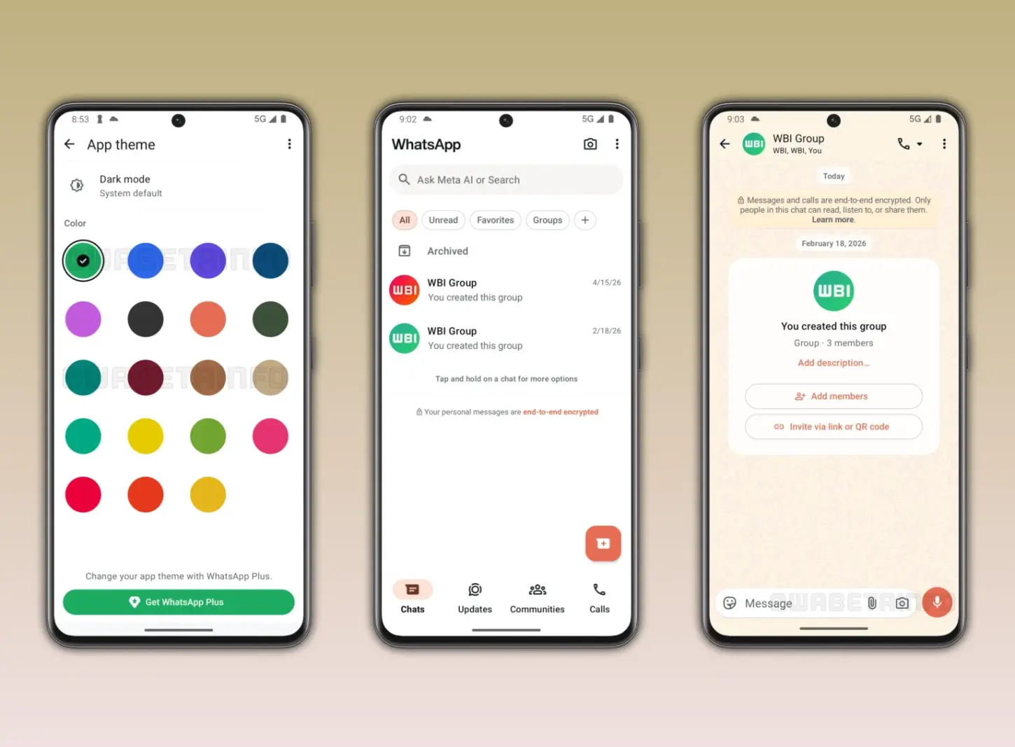 Seleção de cores do app é uma das novidades | Imagem: reprodução/WABetaInfo